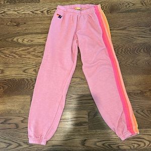 Pink Neon Striped Aviator Nation Sweatpants